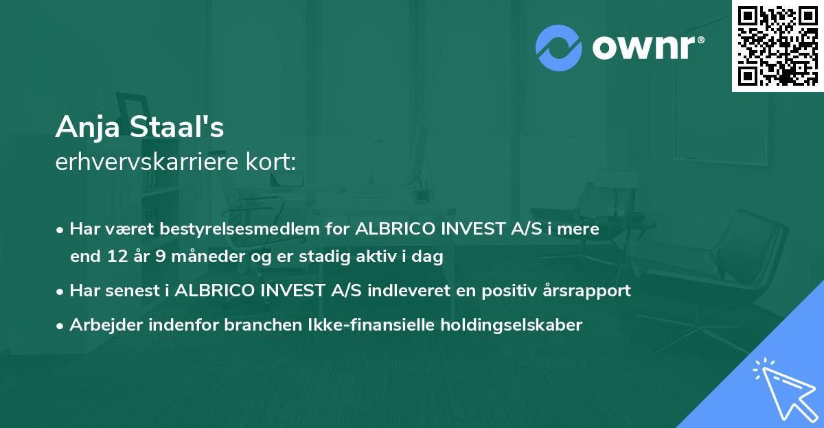 Anja Staal's erhvervskarriere kort