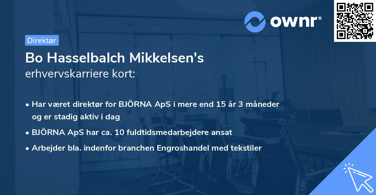 Bo Hasselbalch Mikkelsen's erhvervskarriere kort