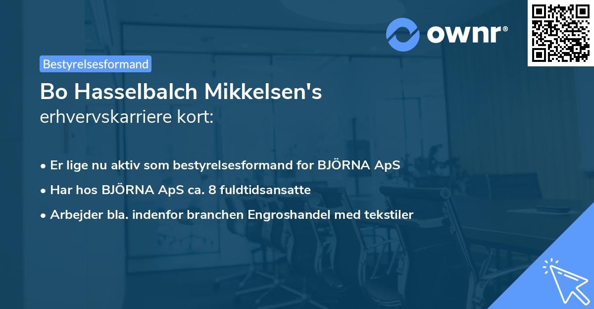 Bo Hasselbalch Mikkelsen's erhvervskarriere kort