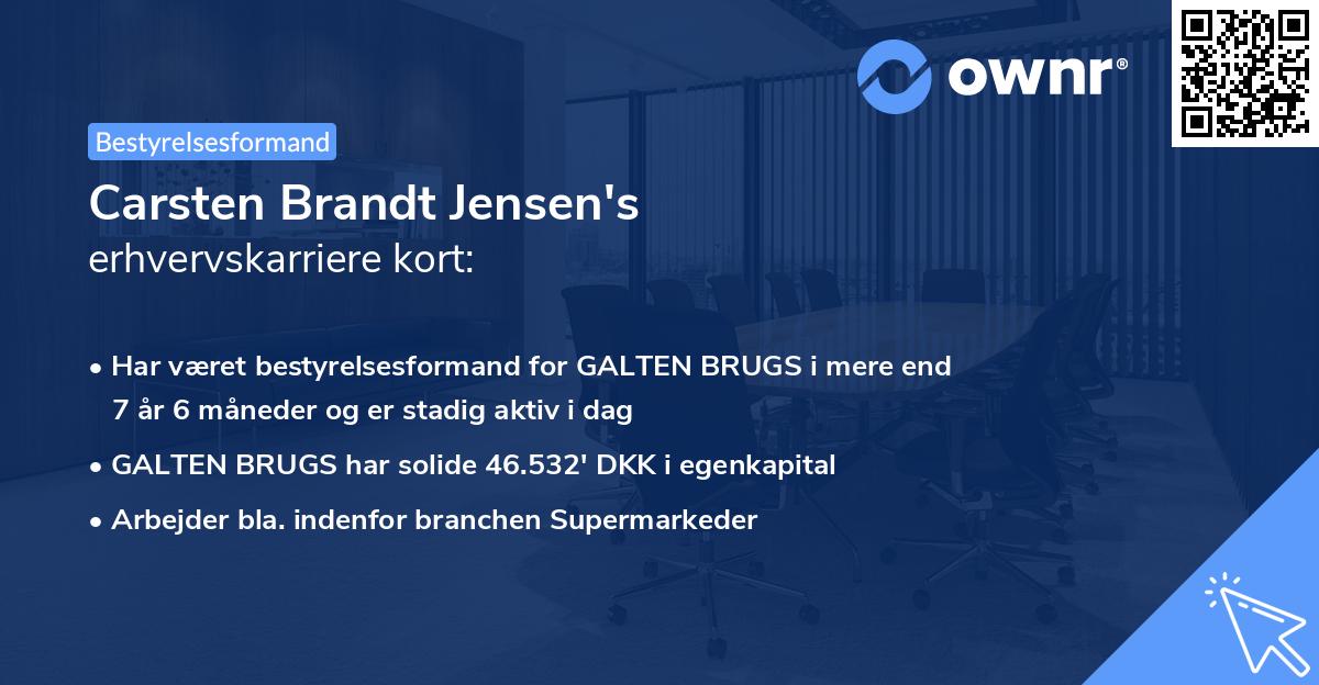 Carsten Brandt Jensen's erhvervskarriere kort