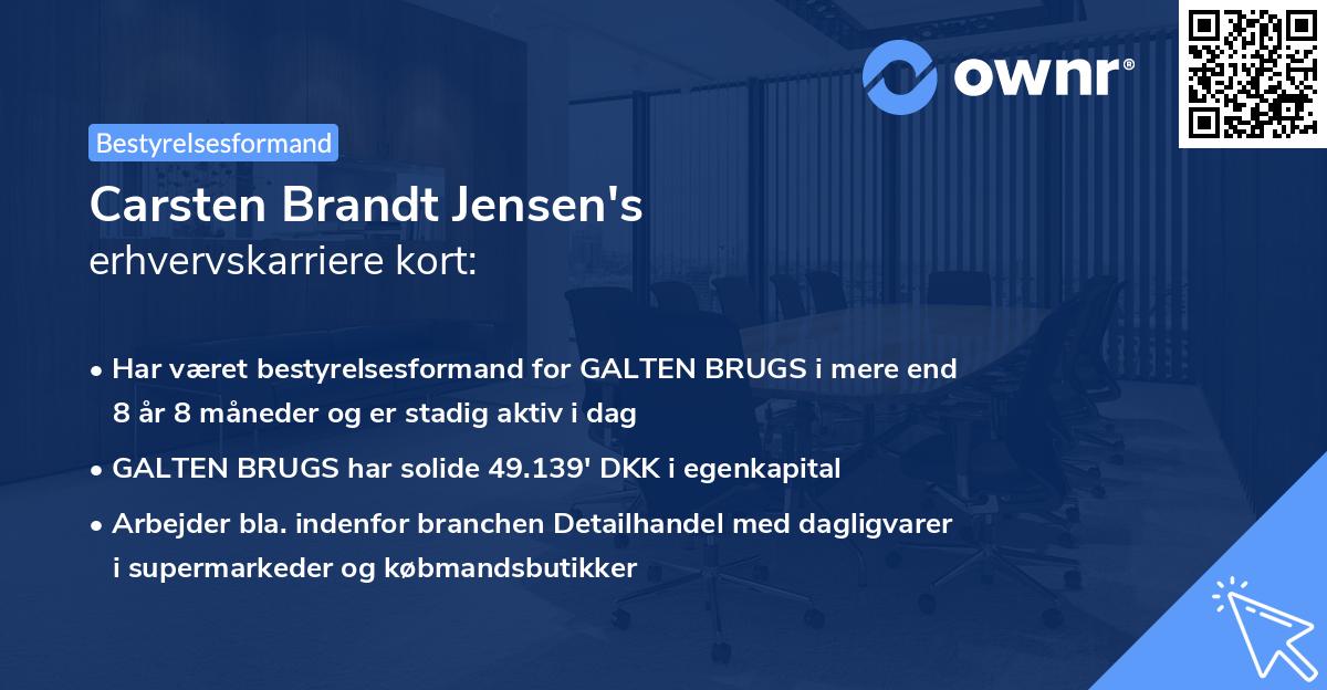 Carsten Brandt Jensen's erhvervskarriere kort