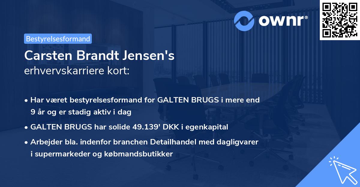 Carsten Brandt Jensen's erhvervskarriere kort
