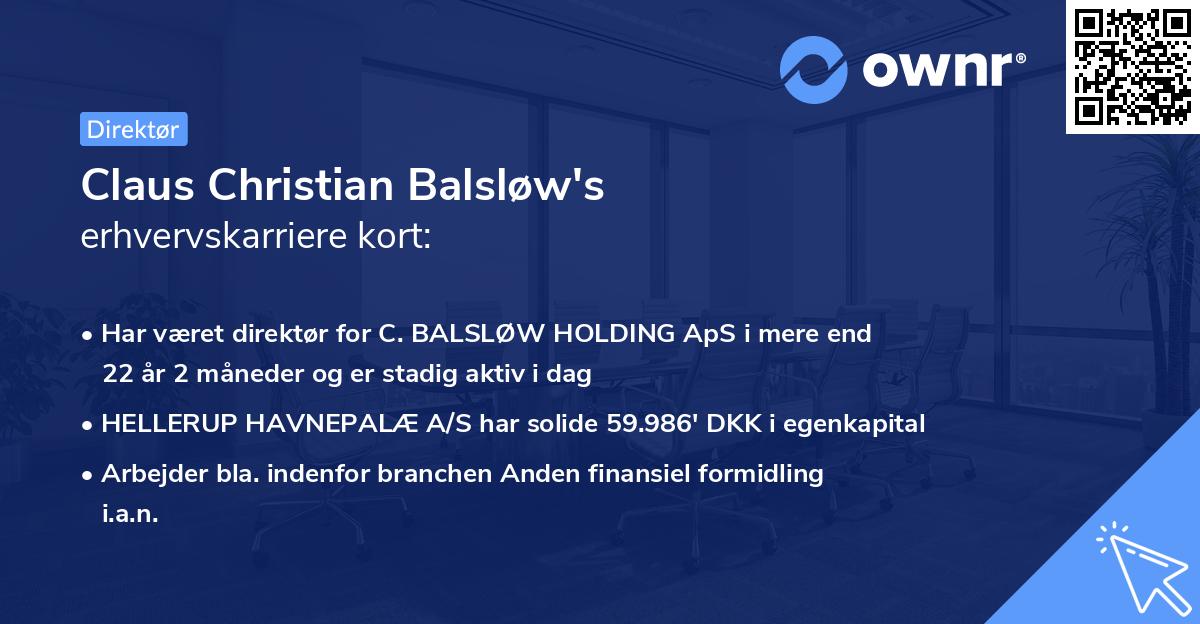 Claus Christian Balsløw's erhvervskarriere kort