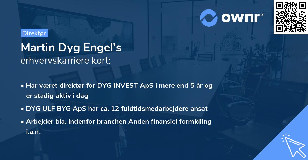 Martin Dyg Engel's erhvervskarriere kort