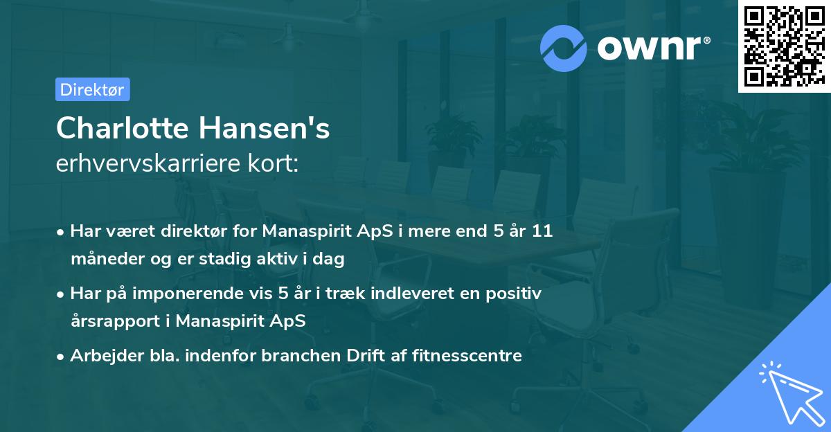 Charlotte Hansen's erhvervskarriere kort