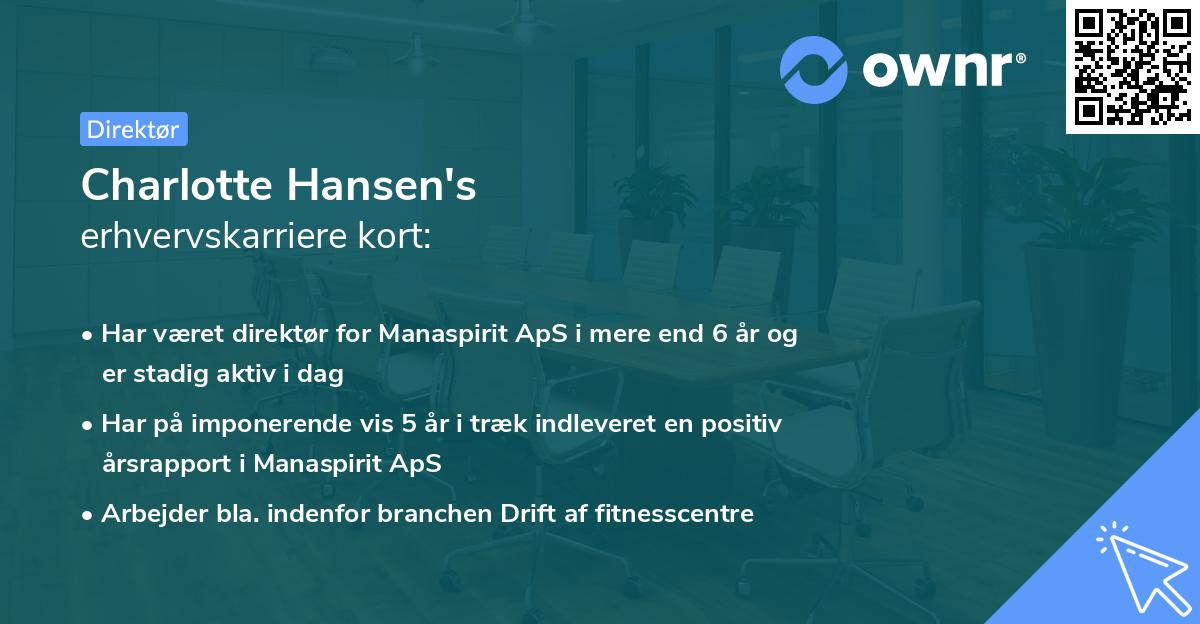 Charlotte Hansen's erhvervskarriere kort