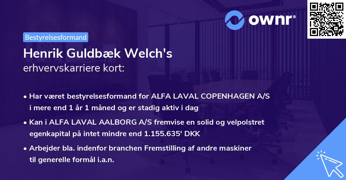 Henrik Guldbæk Welch's erhvervskarriere kort