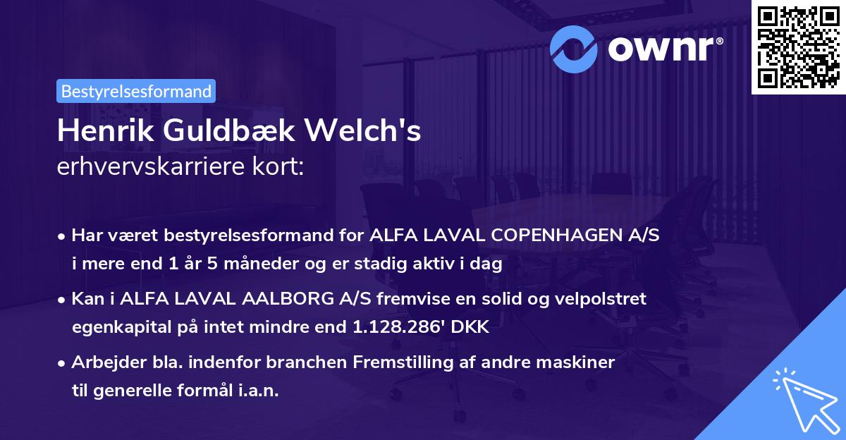 Henrik Guldbæk Welch's erhvervskarriere kort