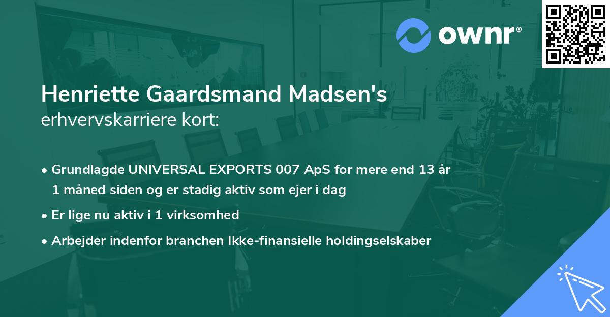 Henriette Gaardsmand Madsen's erhvervskarriere kort