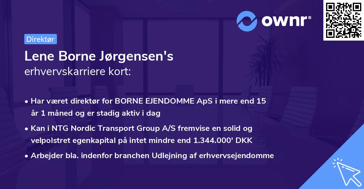 Lene Borne Jørgensen's erhvervskarriere kort