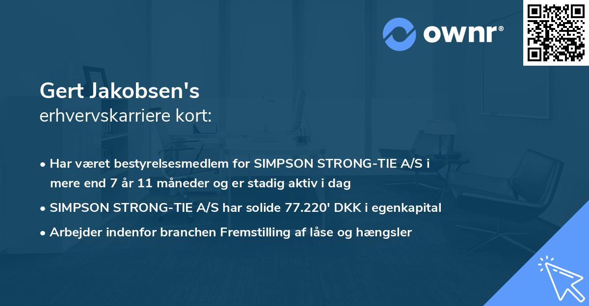 Gert Jakobsen's erhvervskarriere kort