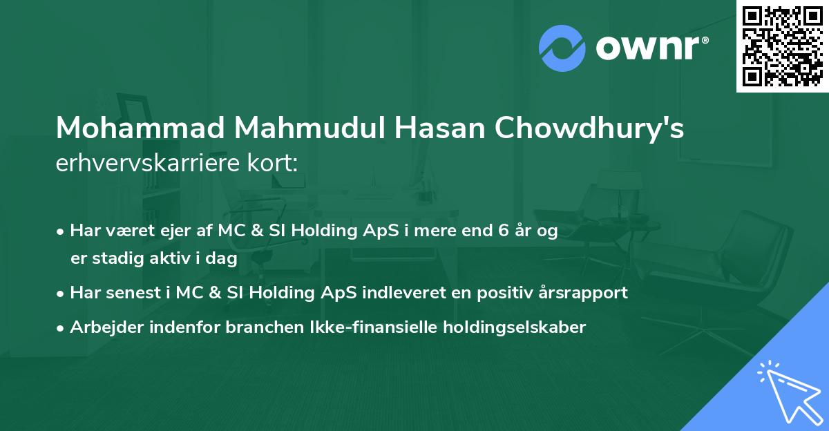 Mohammad Mahmudul Hasan Chowdhury's erhvervskarriere kort