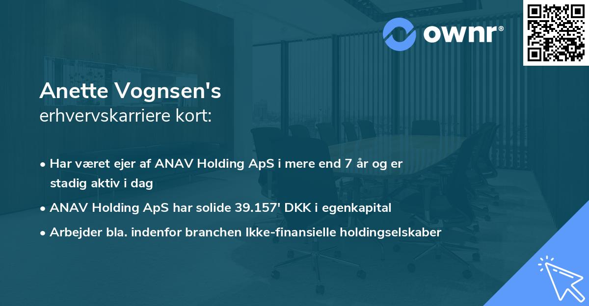 Anette Vognsen's erhvervskarriere kort
