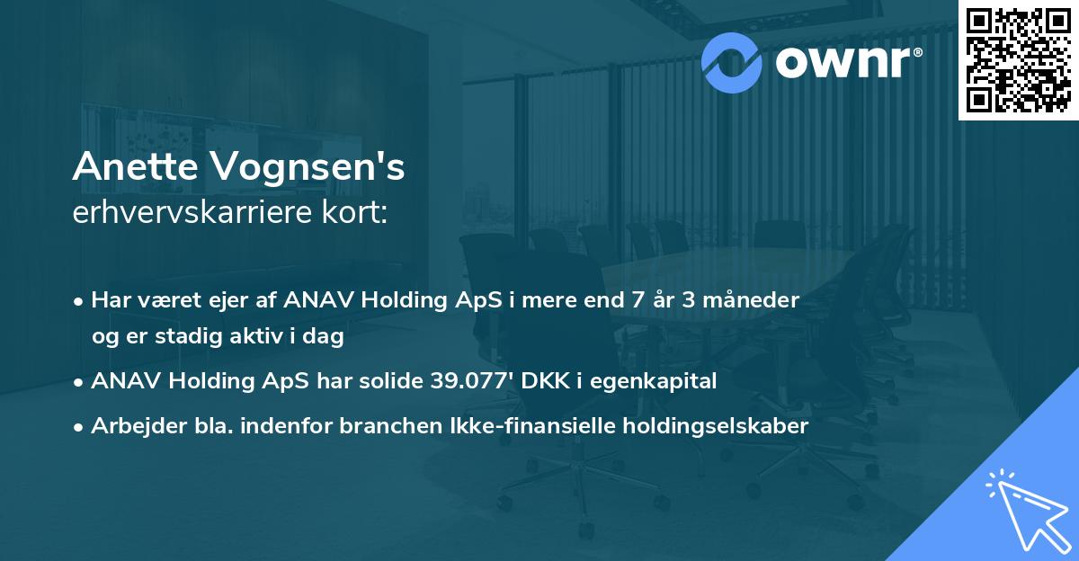 Anette Vognsen's erhvervskarriere kort