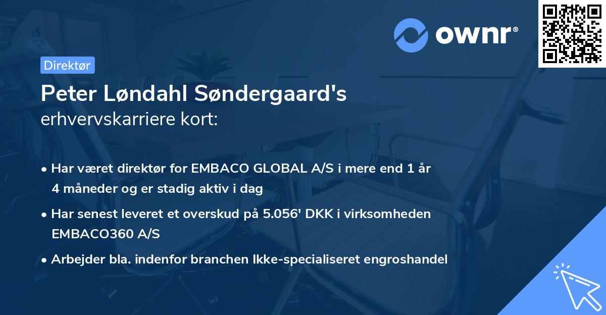 Peter Løndahl Søndergaard's erhvervskarriere kort