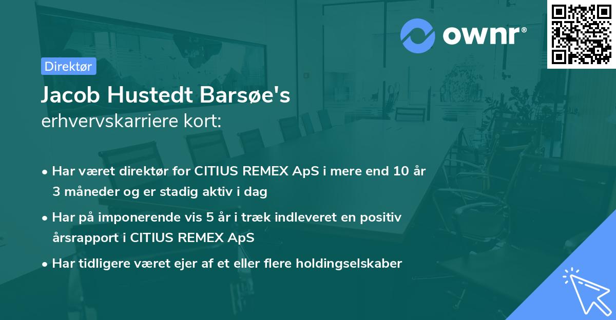 Jacob Hustedt Barsøe's erhvervskarriere kort