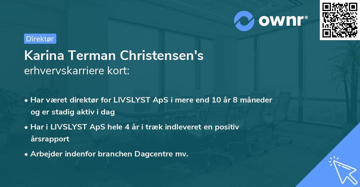 Karina Terman Christensen's erhvervskarriere kort