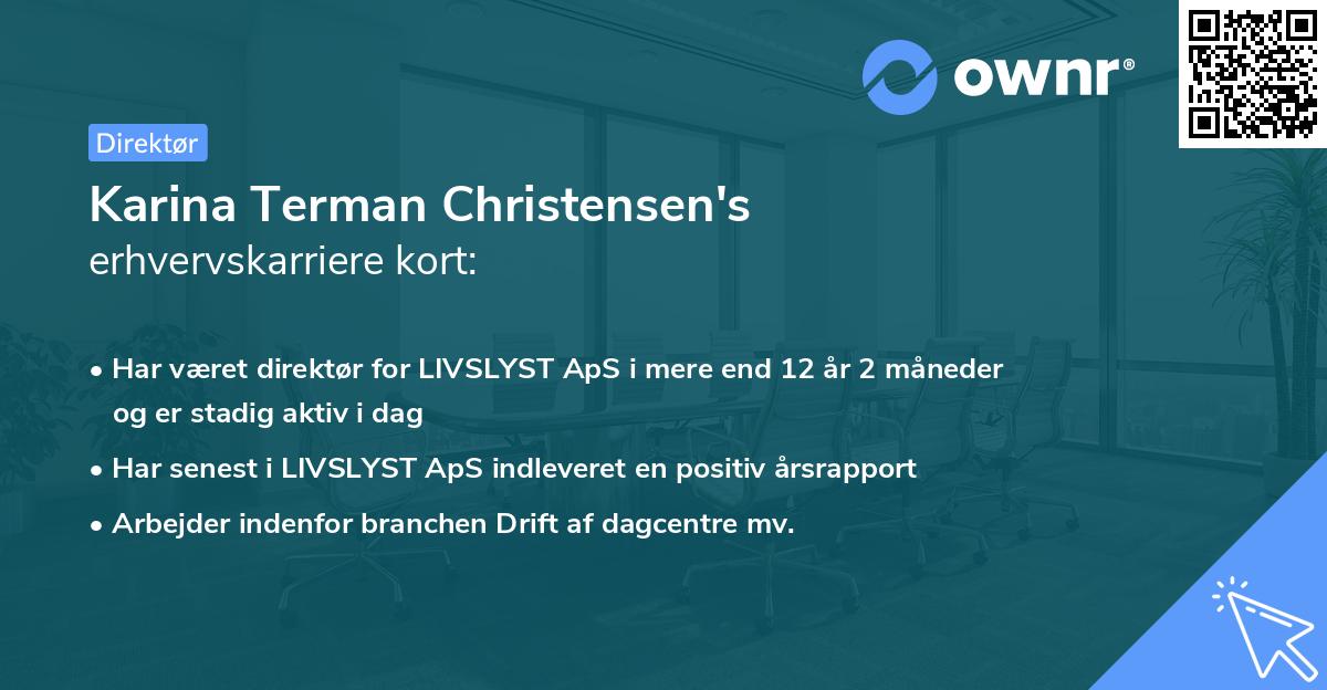 Karina Terman Christensen's erhvervskarriere kort