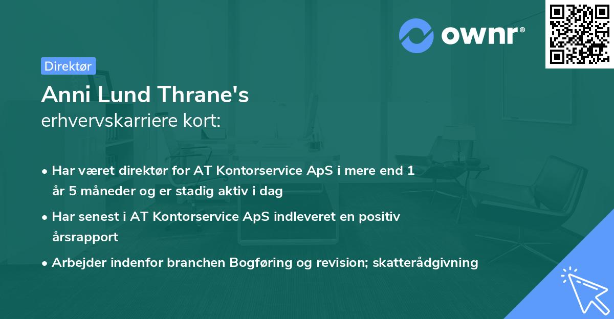 Anni Lund Thrane's erhvervskarriere kort