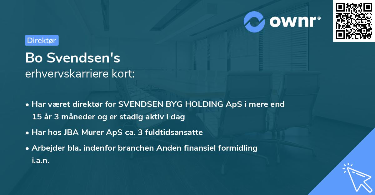Bo Svendsen's erhvervskarriere kort