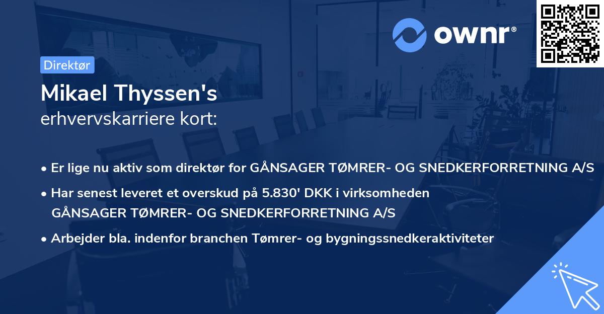 Mikael Thyssen's erhvervskarriere kort