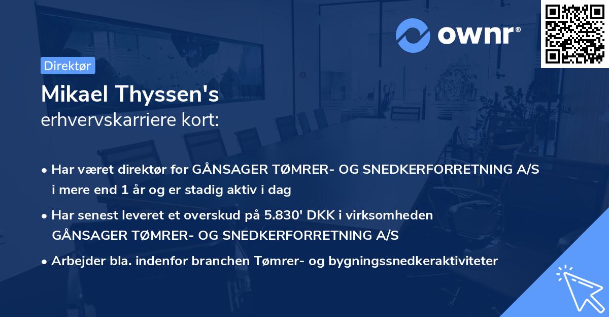 Mikael Thyssen's erhvervskarriere kort