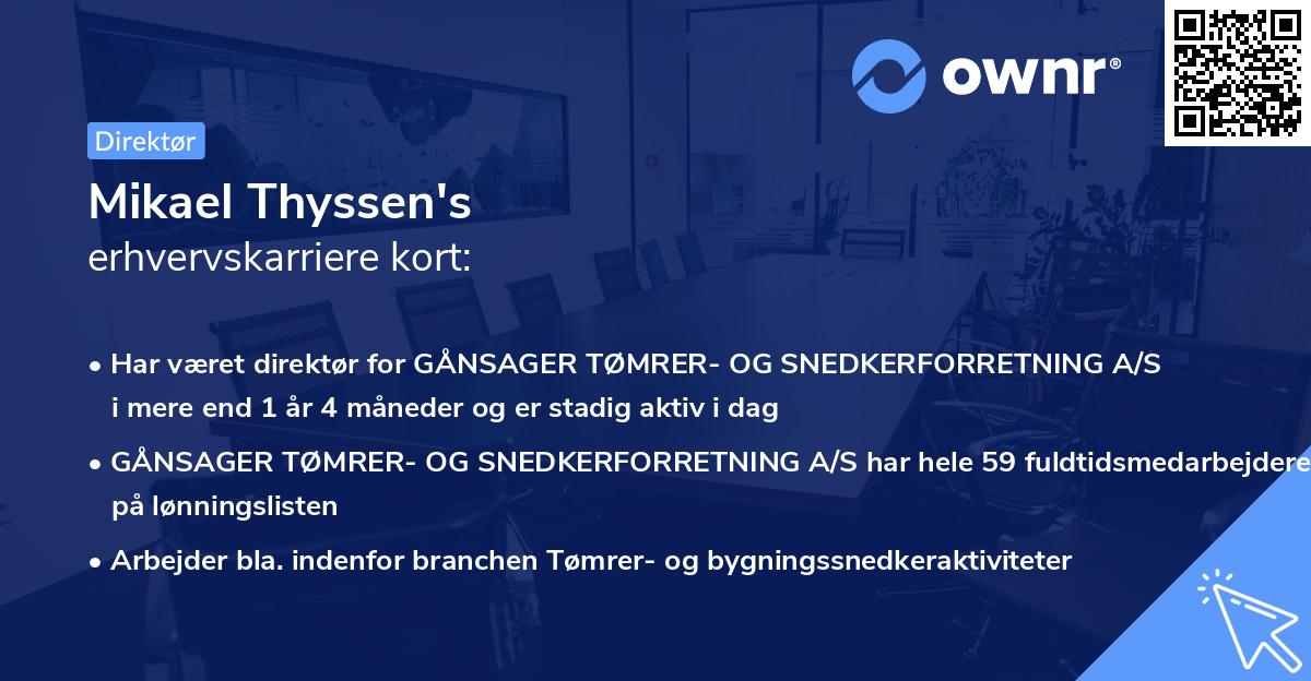 Mikael Thyssen's erhvervskarriere kort