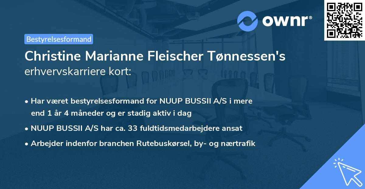 Christine Marianne Fleischer Tønnessen's erhvervskarriere kort