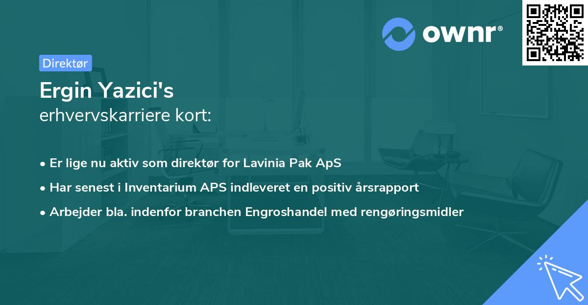 Ergin Yazici's erhvervskarriere kort