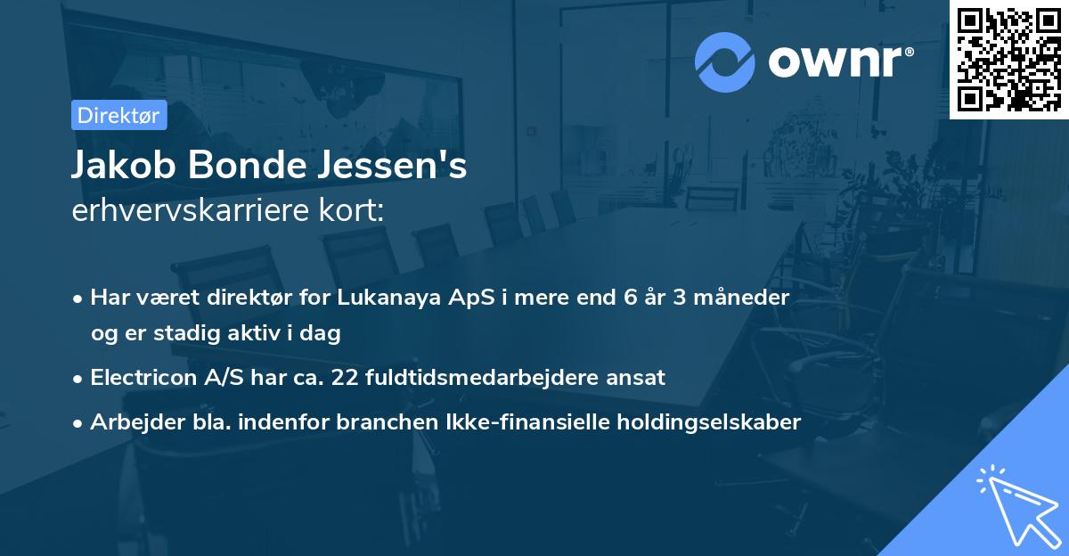 Jakob Bonde Jessen's erhvervskarriere kort