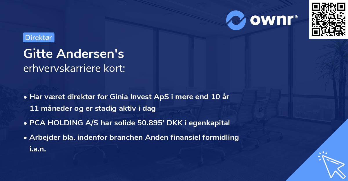 Gitte Andersen's erhvervskarriere kort