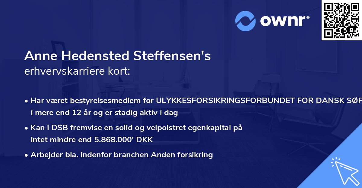 Anne Hedensted Steffensen's erhvervskarriere kort