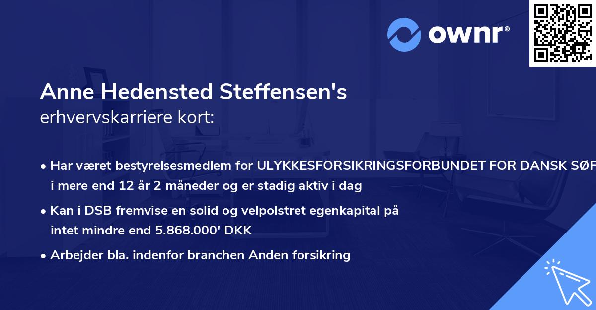 Anne Hedensted Steffensen's erhvervskarriere kort