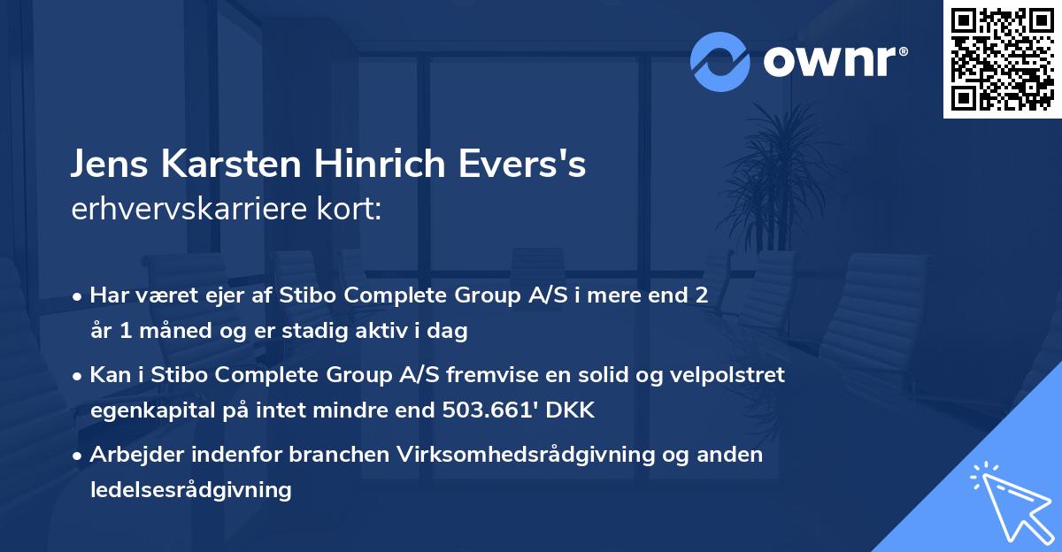 Jens Karsten Hinrich Evers's erhvervskarriere kort
