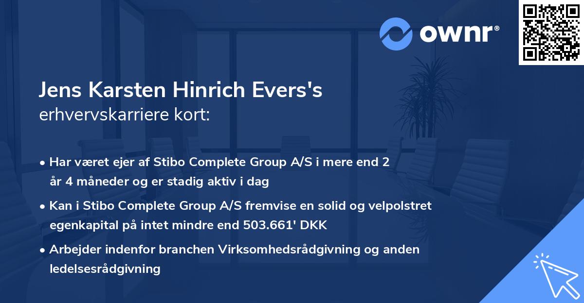 Jens Karsten Hinrich Evers's erhvervskarriere kort