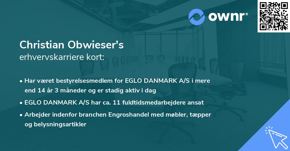 Christian Obwieser's erhvervskarriere kort