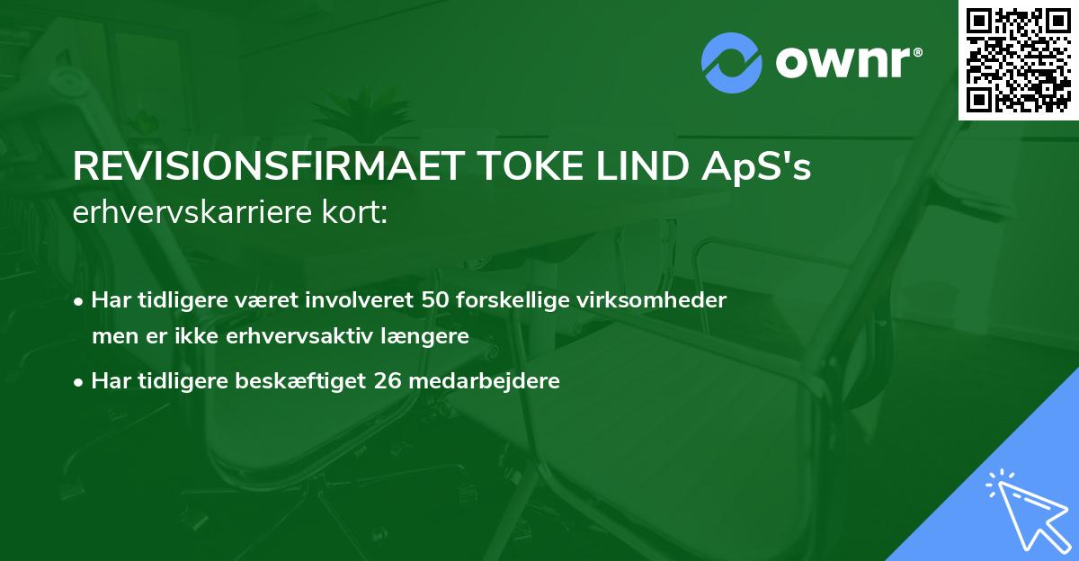 REVISIONSFIRMAET TOKE LIND ApS's erhvervskarriere kort
