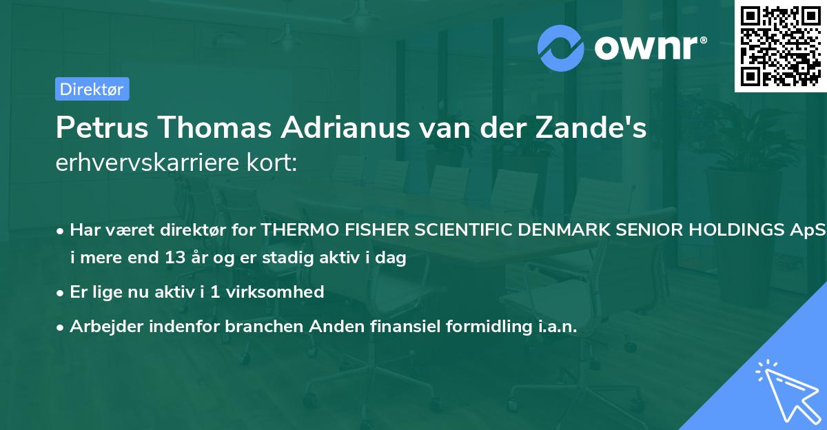 Petrus Thomas Adrianus van der Zande's erhvervskarriere kort