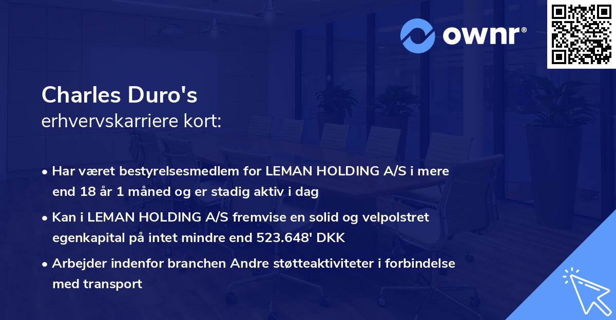 Charles Duro's erhvervskarriere kort