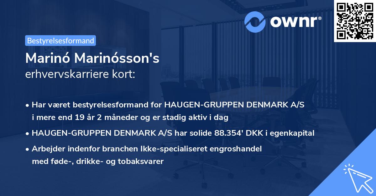Marinó Marinósson's erhvervskarriere kort
