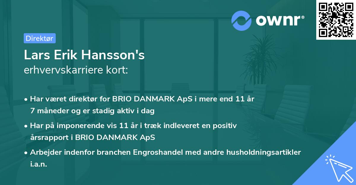 Lars Erik Hansson's erhvervskarriere kort
