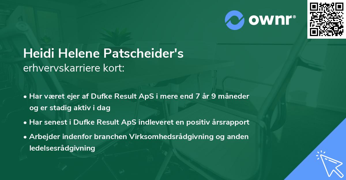 Heidi Helene Patscheider's erhvervskarriere kort