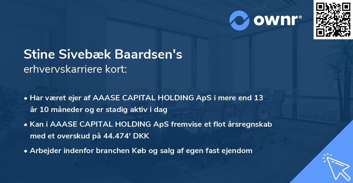 Stine Sivebæk Baardsen's erhvervskarriere kort