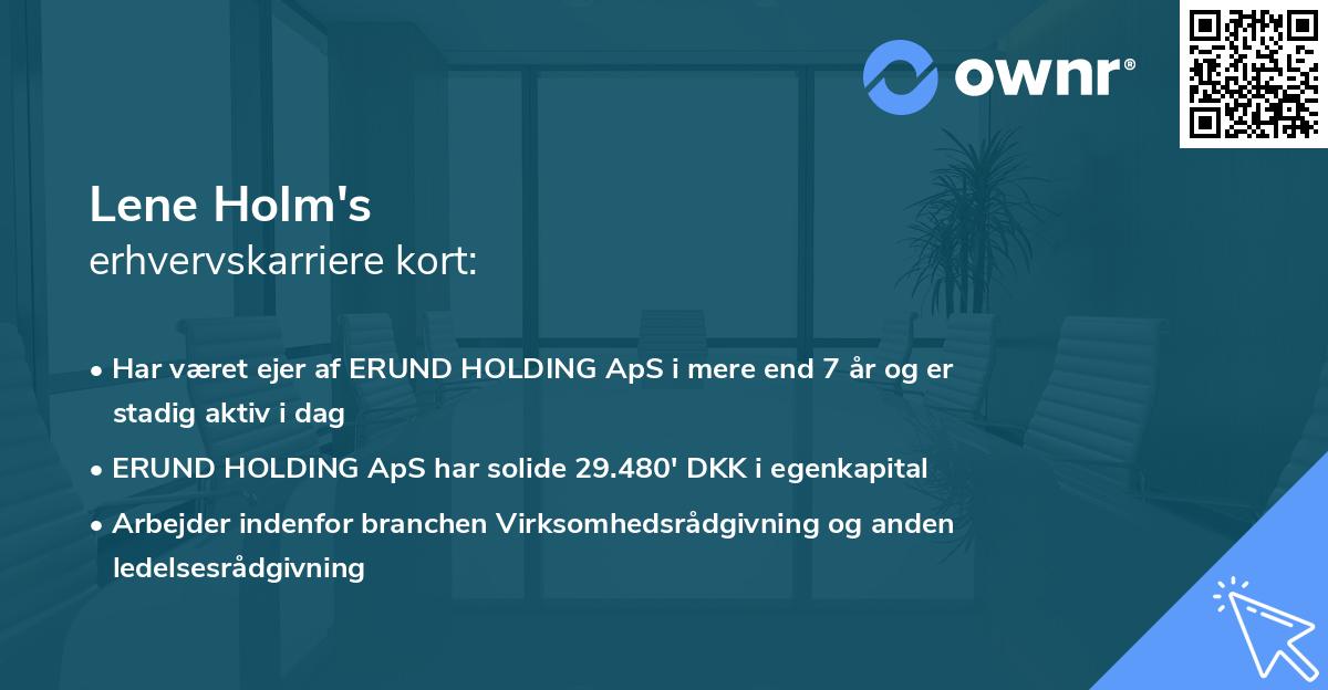 Lene Holm's erhvervskarriere kort