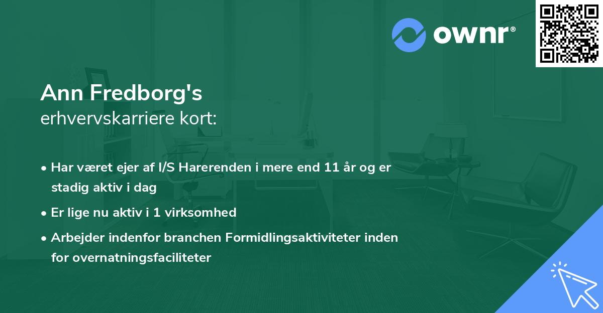 Ann Fredborg's erhvervskarriere kort