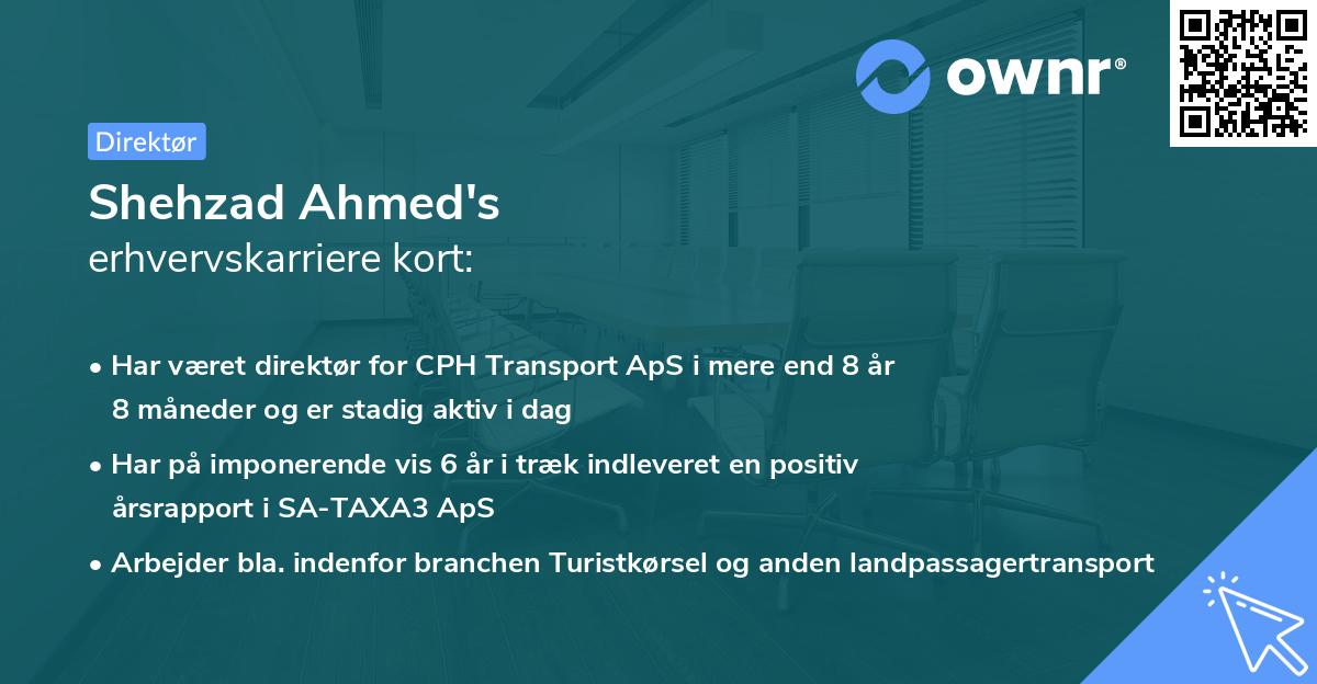 Shehzad Ahmed's erhvervskarriere kort