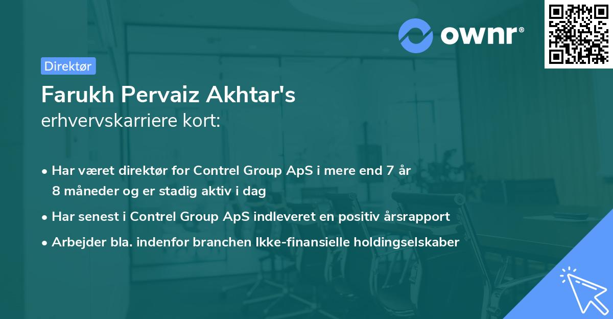 Farukh Pervaiz Akhtar's erhvervskarriere kort