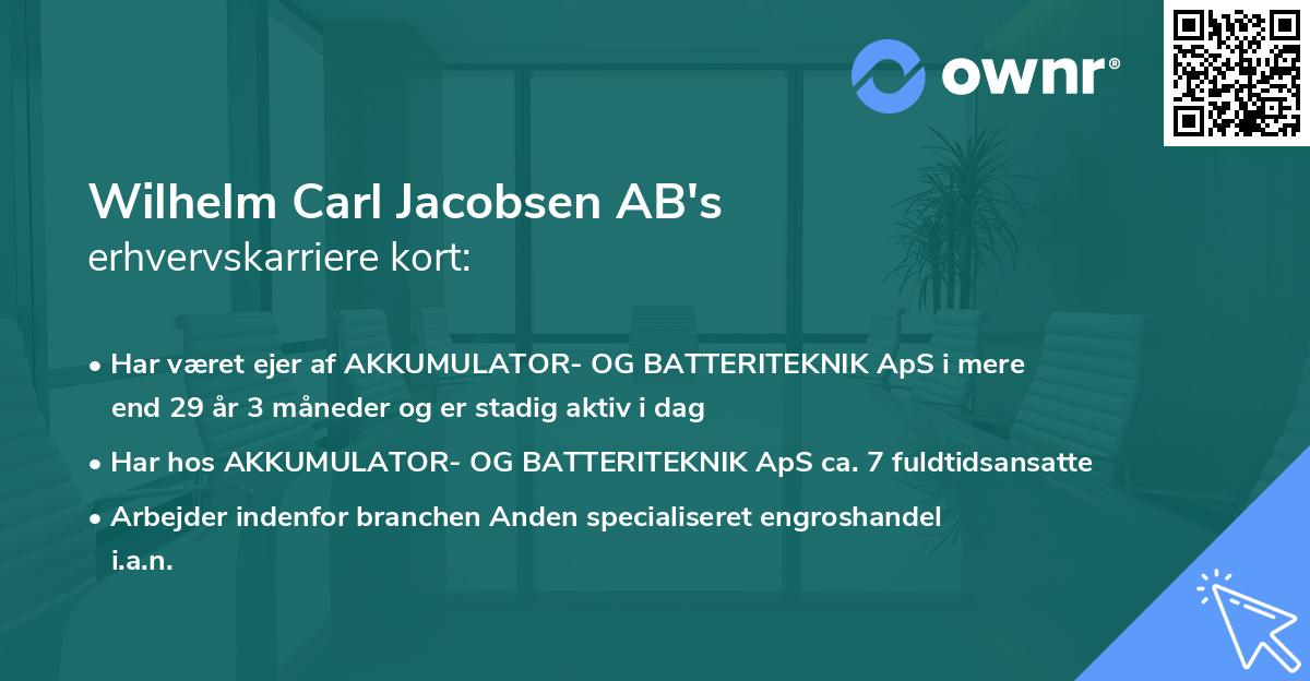 Wilhelm Carl Jacobsen AB's erhvervskarriere kort
