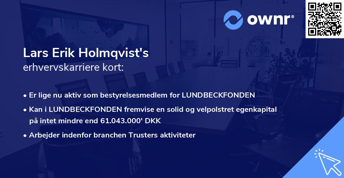 Lars Erik Holmqvist's erhvervskarriere kort