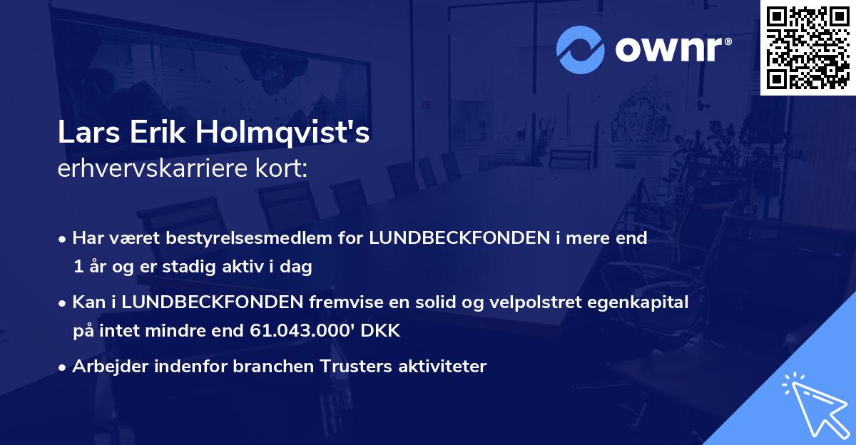 Lars Erik Holmqvist's erhvervskarriere kort